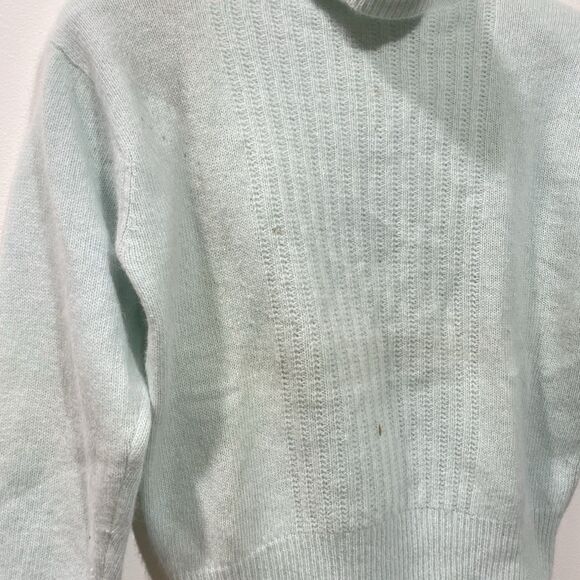 Liz Claiborne Petites Light Aqua Wool Angora Turtleneck Sweater Padded Size P - Picture 3 of 6